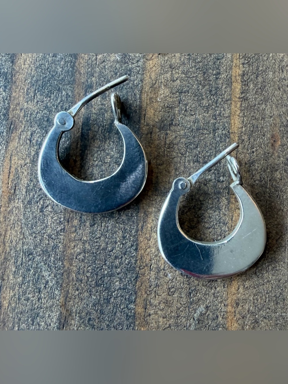 Polished Silver Crescent Hoop Earrings